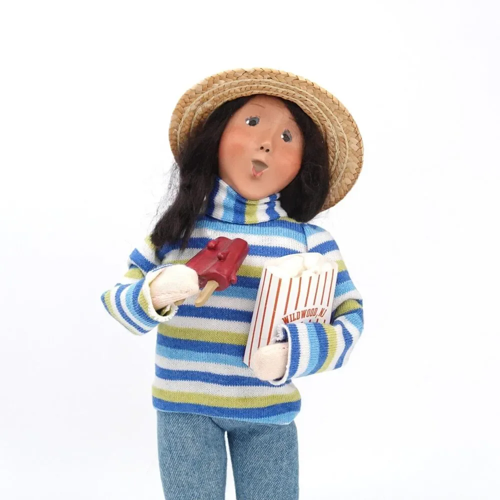 RARE Byers Choice 2008 Outer Banks Seashore Beach Girl w/ Popcorn & Popsicle